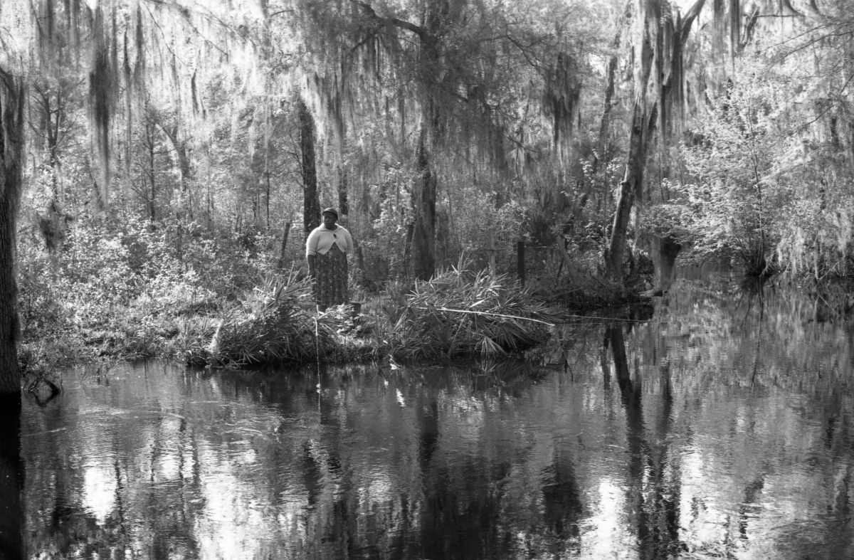 Florida Memory - Woman Cane Pole Fishing In North Central Florida.