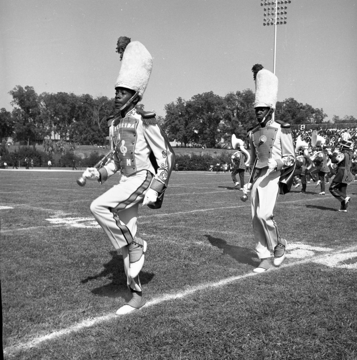 Florida Memory FAMU "Marching 100" drum majors at Bragg Memorial