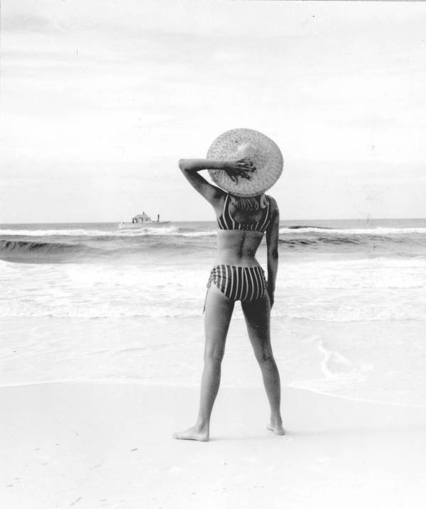 Florida Memory - Melody May modeling a bikini on the beach ...