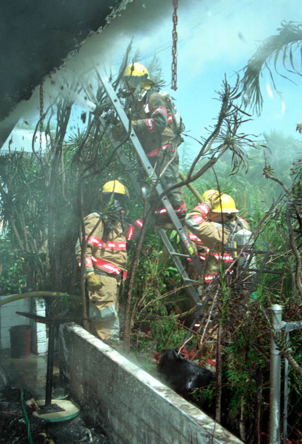 Florida Memory Key West Fire Department firefighters applying water