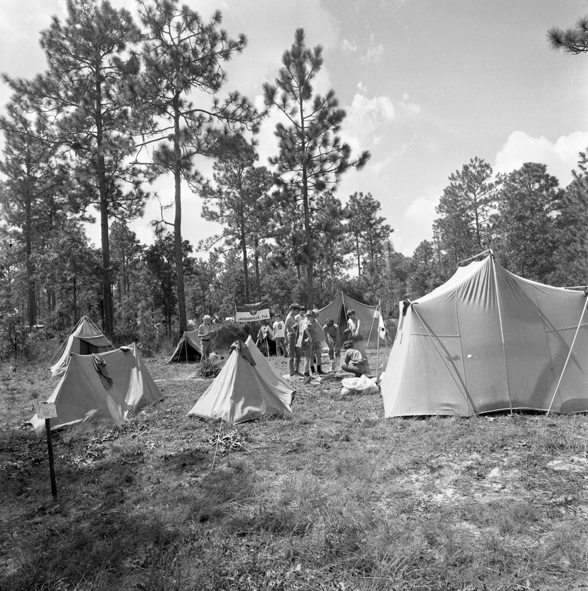 Florida Memory Boy Scouts Troop 416 camp at Silver Springs during Boy Scout Camporee.