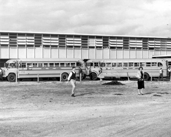 Florida Memory - Duval County school buses outside school